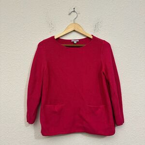 COS Wool Knit Sweater Top Red/Berry Pink 2-Pocket Long Sleeve